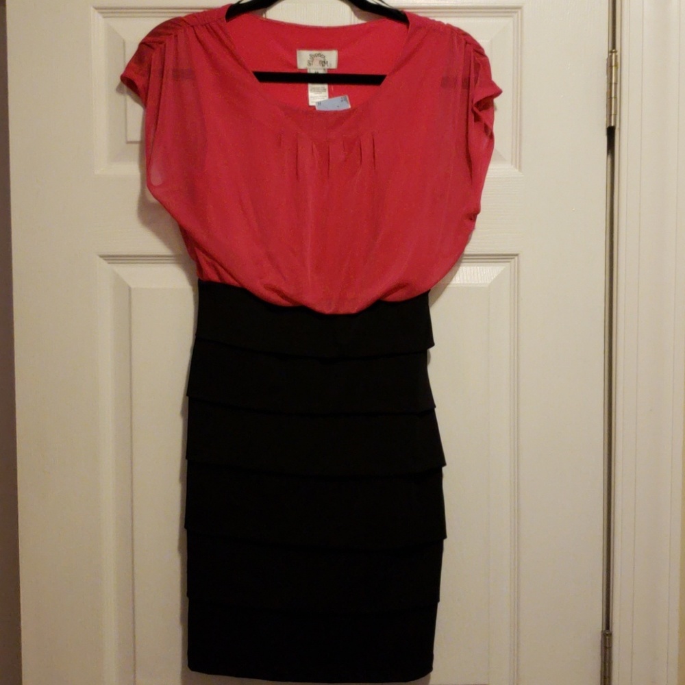 Fitted Pink & Black Dress NWT.